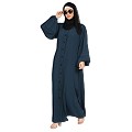 Loose Fit abaya with fashionable buttons on front panel - Teal Loose Fit abaya with fashionable buttons on front panel - Teal